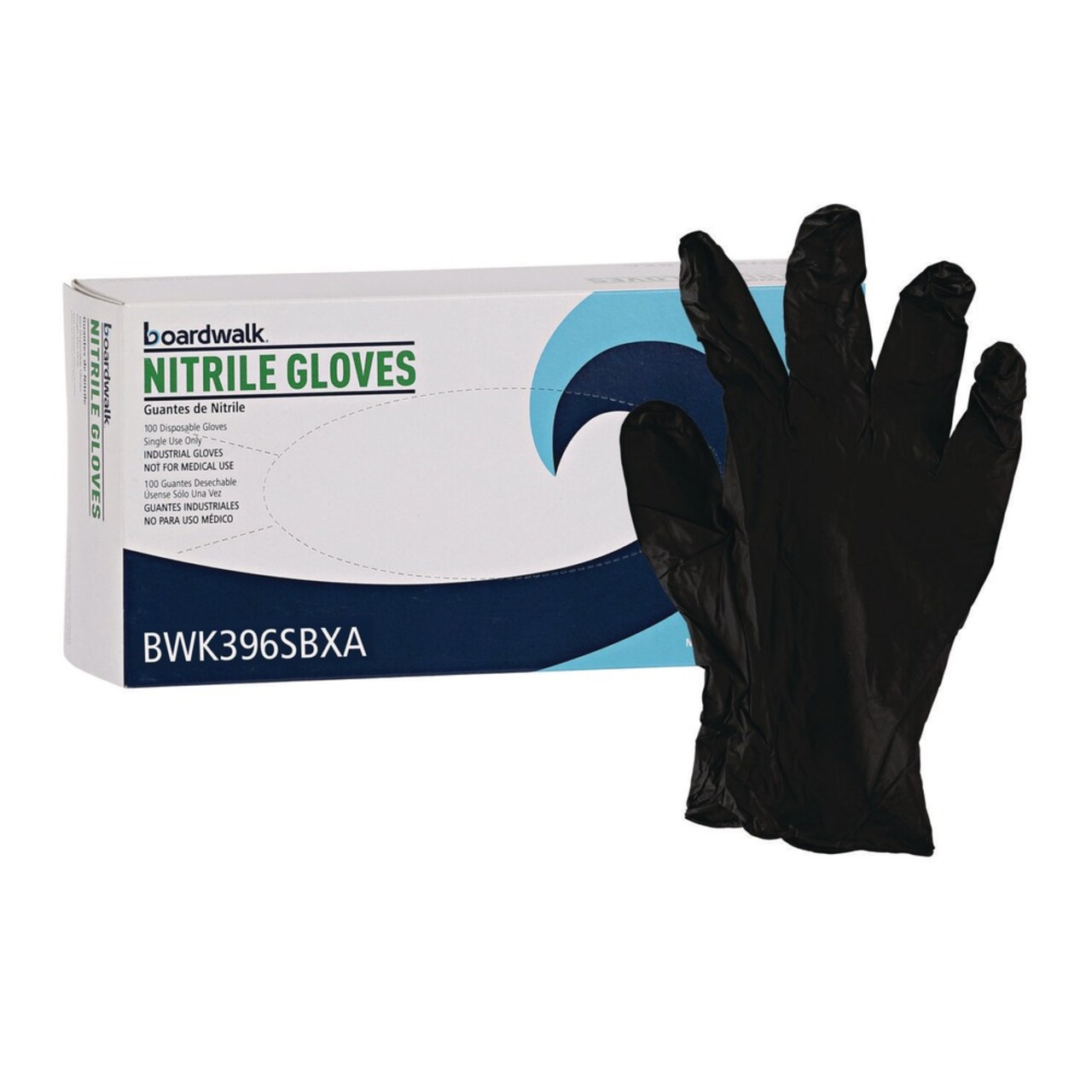 Boardwalk 4.4 mil Disposable General-Purpose Powder-Free Nitrile Gloves - Small, Black (100/Box)